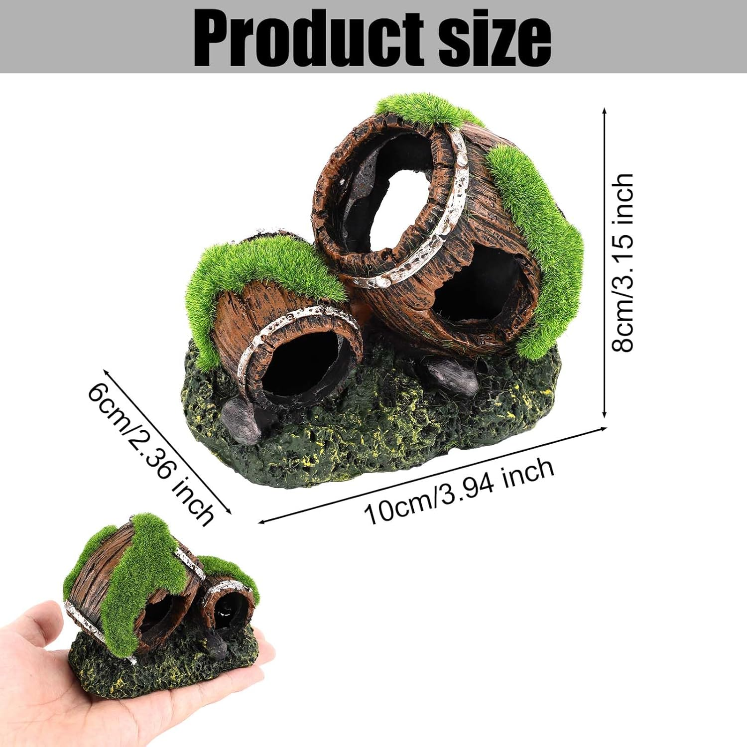 NQEUEPN Fish Tank Broken Barrel Decoration, Dual-Barrel Resin Fish Tank Decoration Aquarium Decor Aquarium Hideout for Betta Fish Tank Landscape for Small Animals to Play Hide Rest image number 1