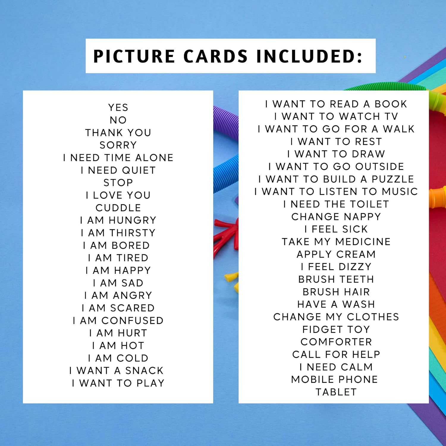 Communication Cards for Non Verbal Children and Adults, Autism Special Needs Visual Communication Aid Flash Cards image number 2