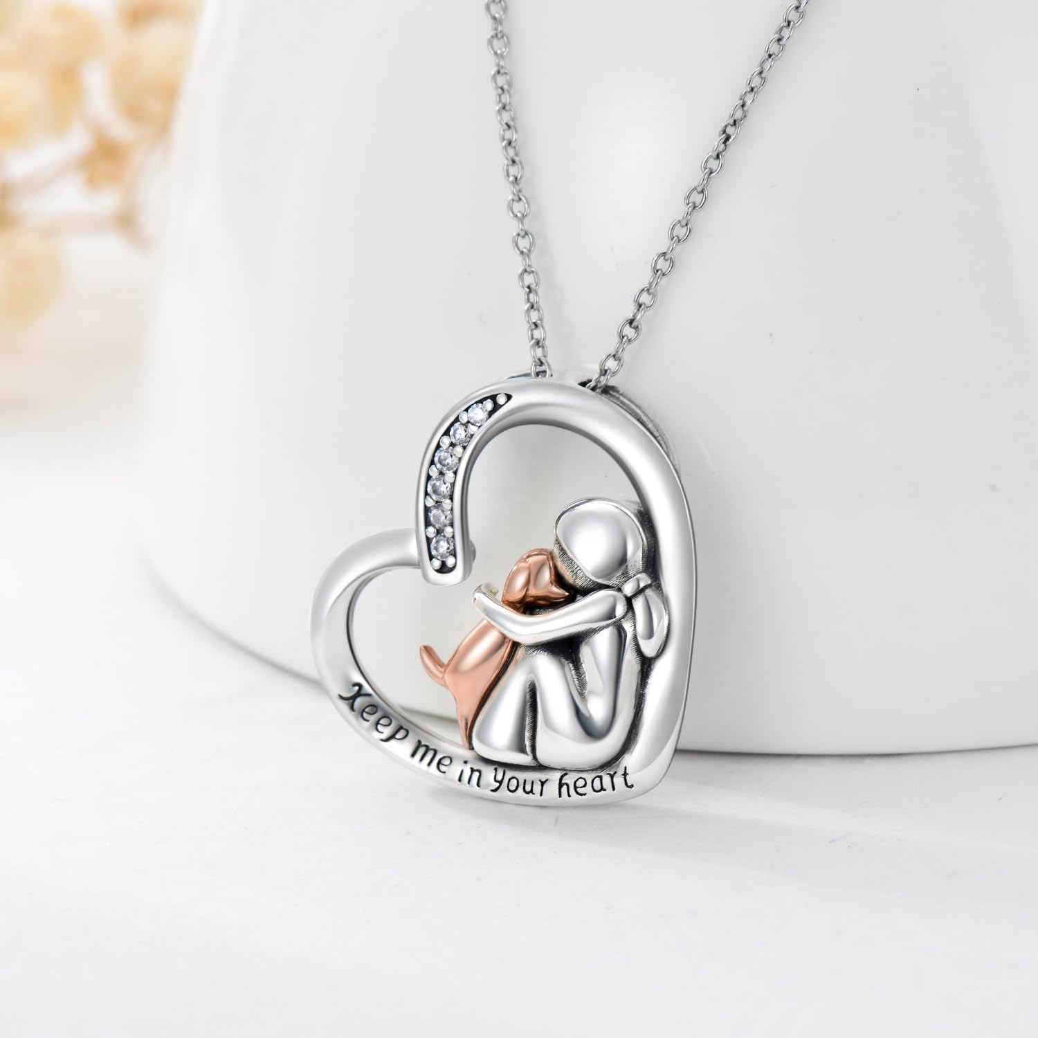CHENGHONG Sterling Silver Dog Ashes Necklace - Pet Urn Keepsake Memorial Gift image number 5
