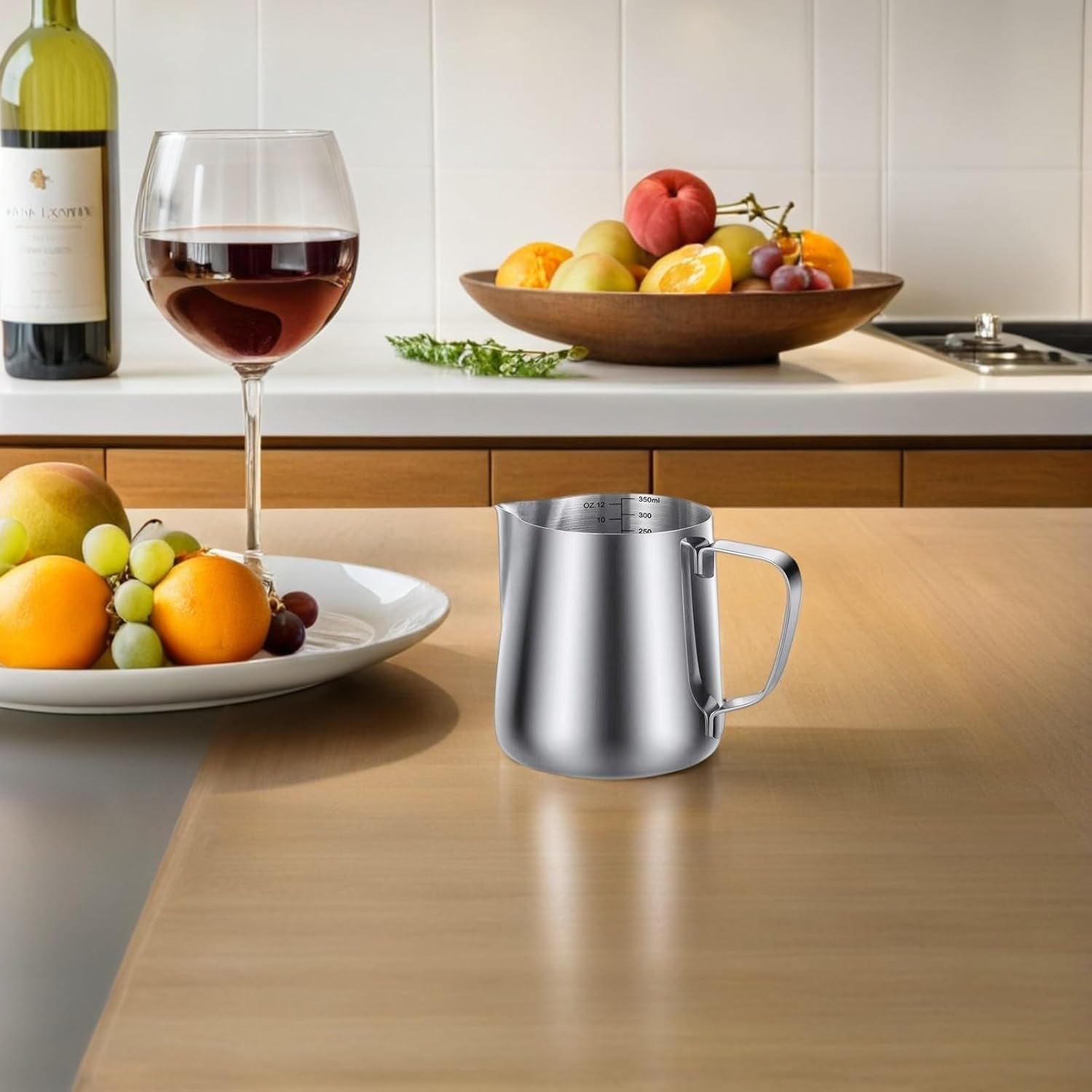 BESPORTBLE Stainless Steel Milk Frother Cup Set 350Ml 600Ml Steaming Pitcher Jug with Latte Pen Coffee Bar Accessories for Cappuccino and Espresso Brewing