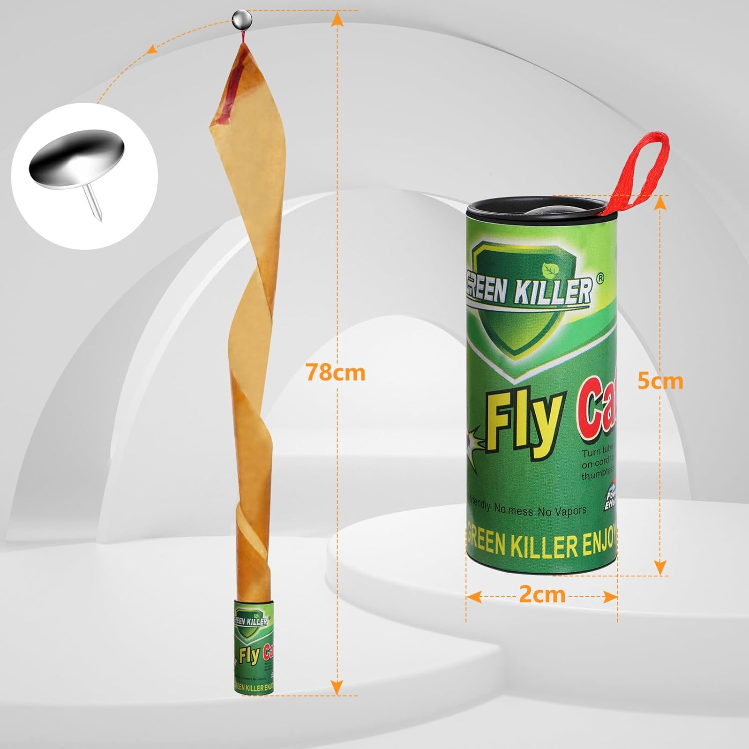 20PCS Fly Paper Strips，Geeric Fly Ribbon Sticky Traps Hanging Insect Traps Fly Catcher Sticky Fly Traps Rolls Tape Fly Bait Indoor Catcher for Fruit Flies, Gnat, Pest, Mosquito Green image number 1