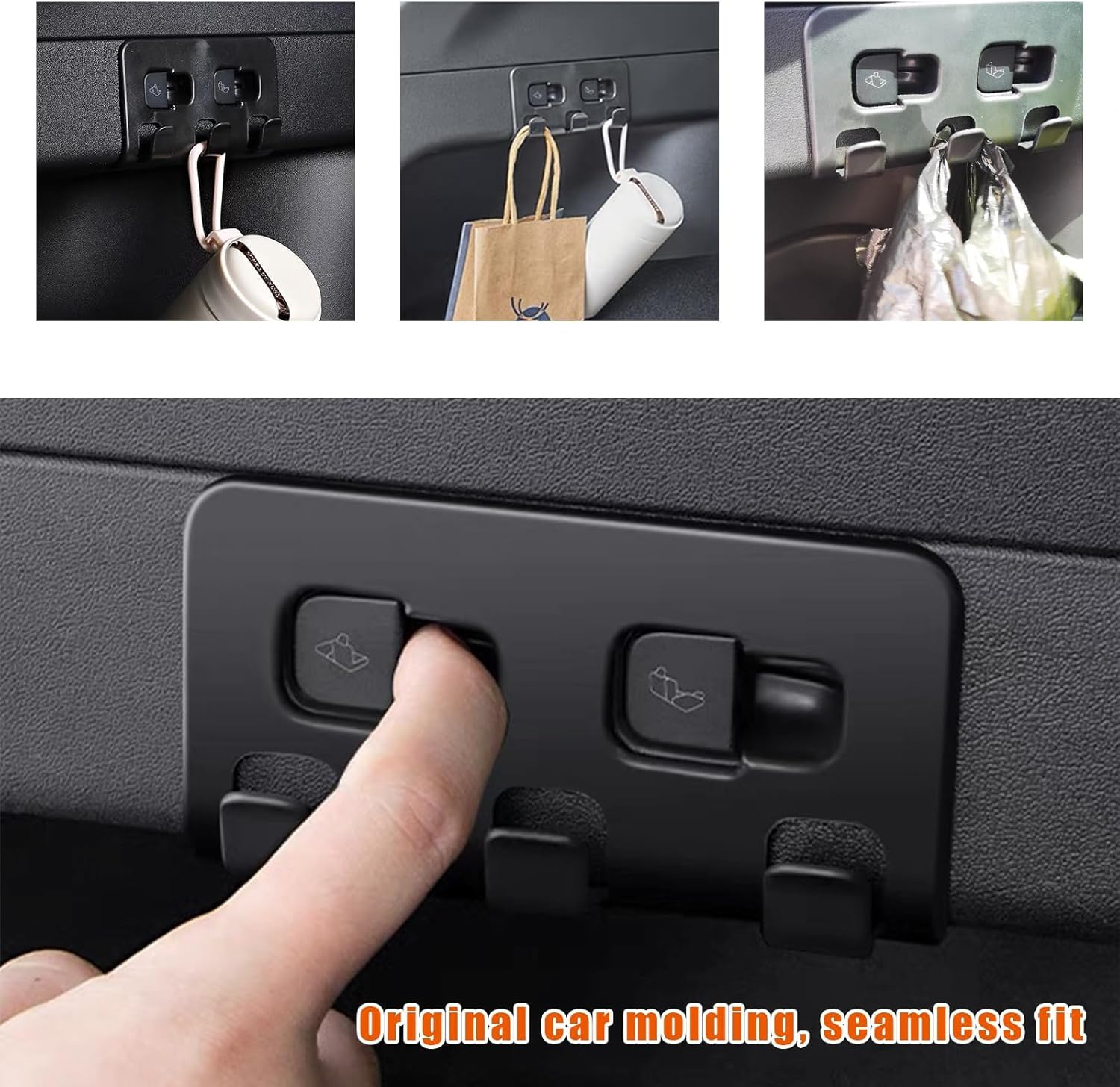 Rear Trunk Hook for Model Y, 5 Seater Upgrade Trunk Hook Holding Clips, Rear Trunk Grocery Bag Holder Hooks for Hanger, Interior Accessories Compatible with Model Y 2021-2023 image number 4