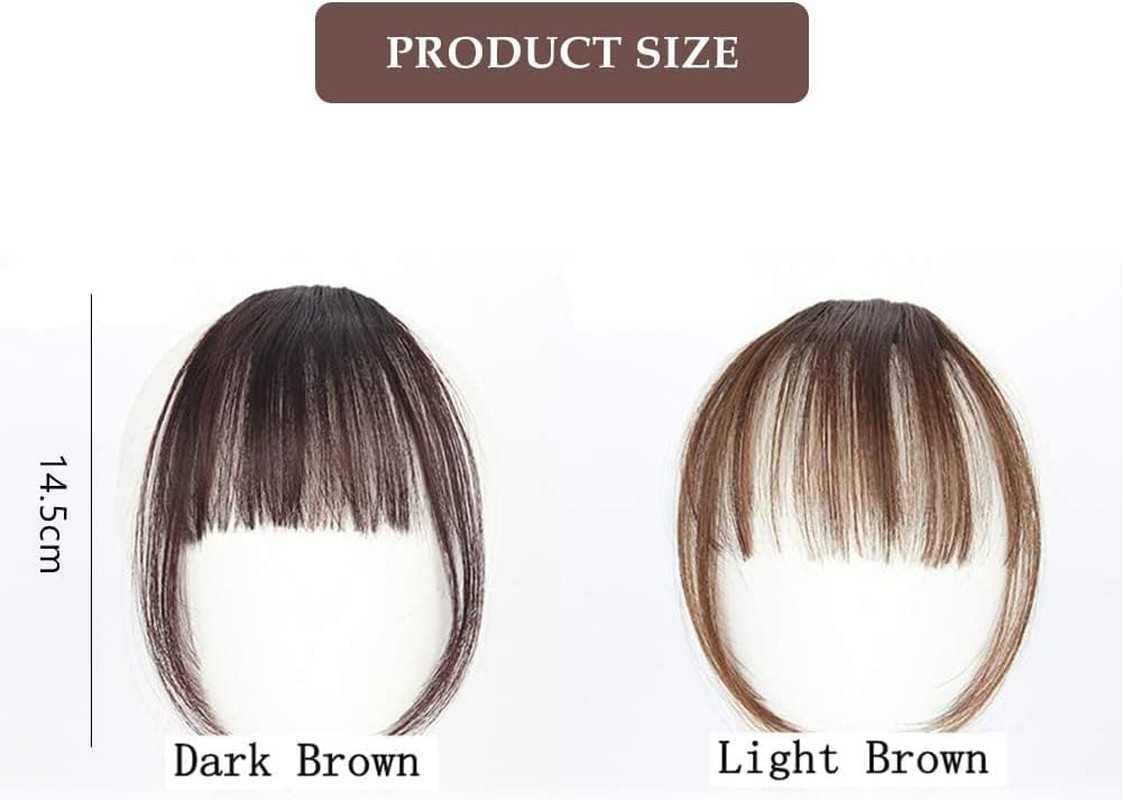 Clip-In Bangs, Clip-In Fringe Real Hair Extensions, Hair Extensions for Women, 2 Pieces (Light Brown, Dark Brown) image number 5
