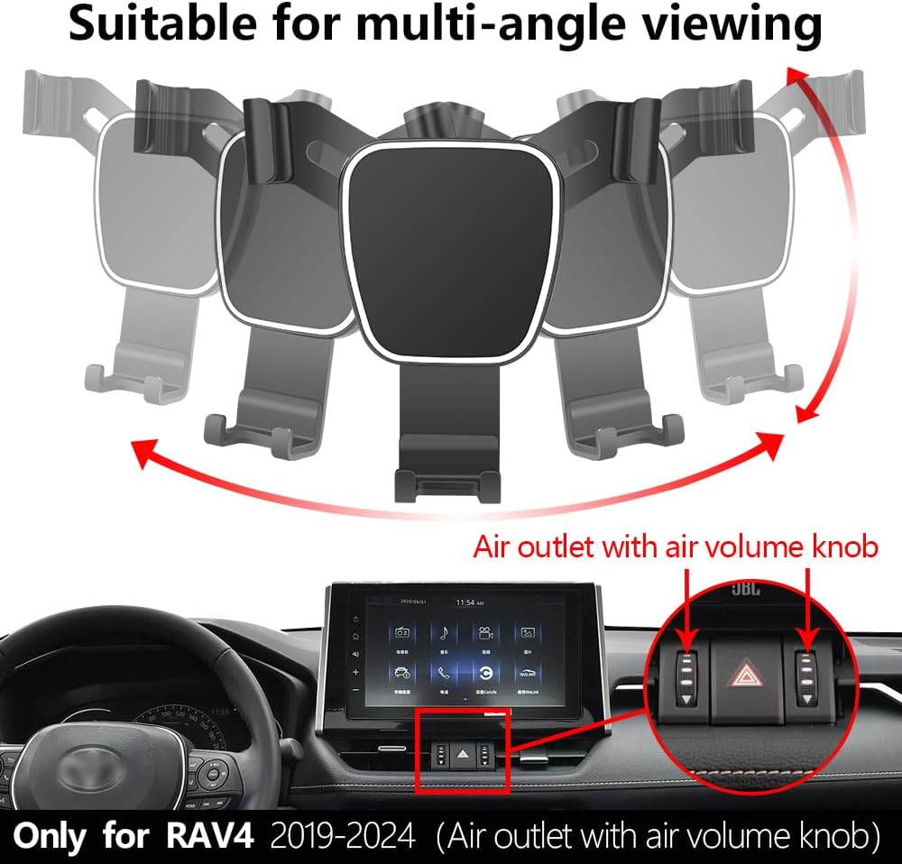 Musttrue Car Phone Holder for Toyota RAV4 2019-2024,Hybrid XSE Limited,Prime XSE 2021-2024 Auto Accessories Navigation Bracket Interior Mobile Cell Phone Mount（Not Fit RAV4 Le,Xle,Prime SE） - For Rav4 2019-2024（With Air Volume Knob） image number 2