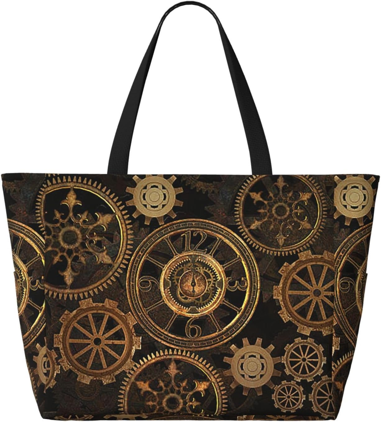 OAZCVBNN Gears Clock Bronze Century Print Reusable Bag Stylish Summer Lightweight Vacation Picnic Gym Camping Versatile Use image number 6