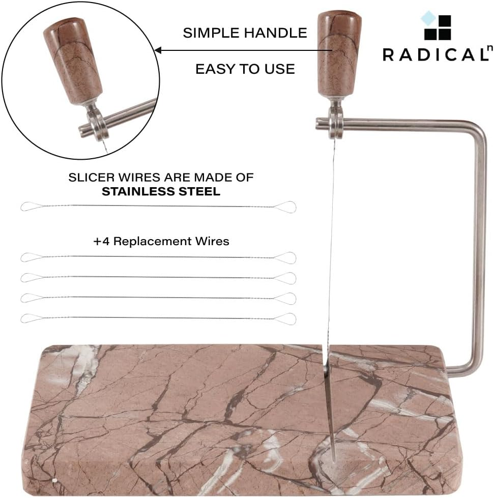 Radicaln Marble Cheese Slicer Marinara Kitchen Gadgets 8X5 Inches Handmade - Soft Food Slicer, Butter Cutter - Ideal Kitchen Tools for Cheese Slices image number 5