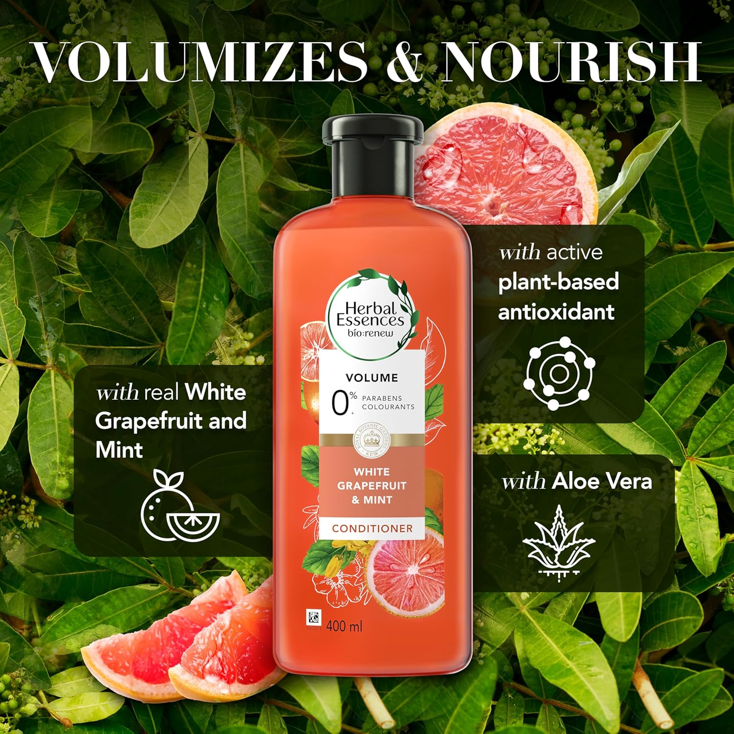 Herbal Essences Bio, Renew Whitegrapefruit and Mint Volumising Conditioner for Fine Hair 400Ml image number 4