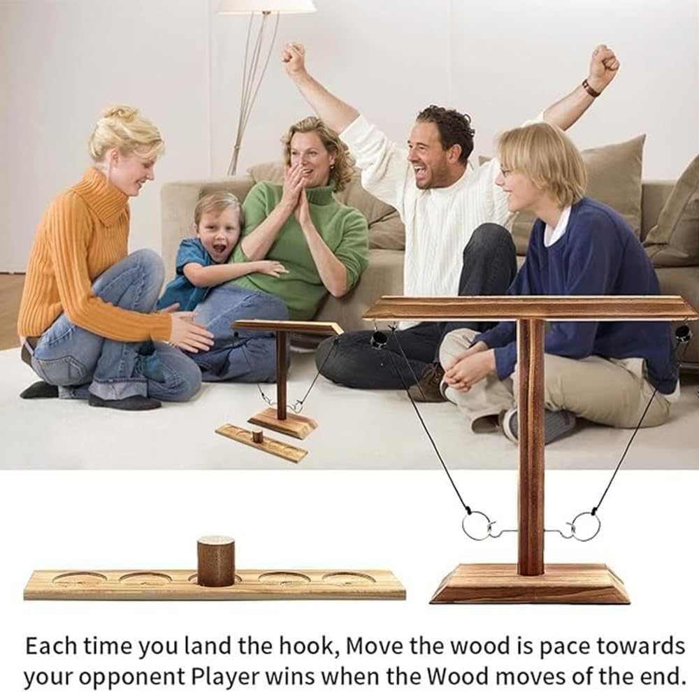 Hook and Ring Game, Ring Toss Game for Adults, Indoor and Outdoor Rings Games, Yard Games, Wooden Rings Hook Tossing Games, Table Gamies, Interactive Family Board Games for Family Game Night image number 2