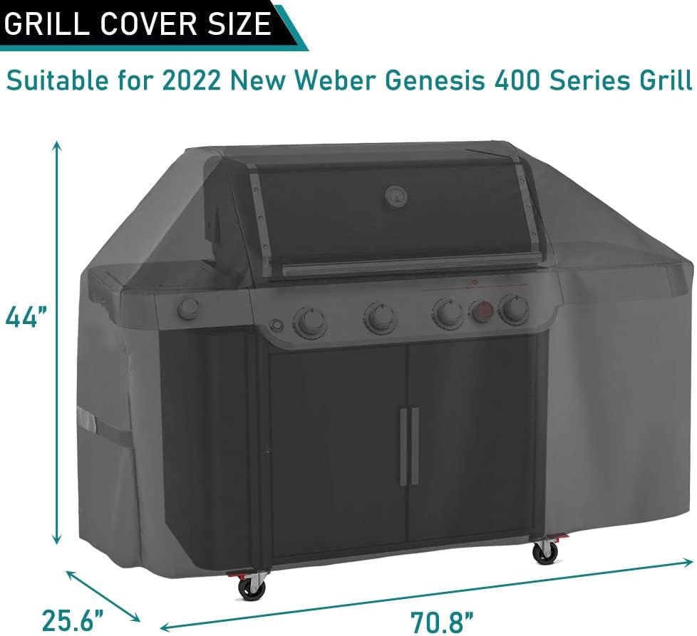 ZJYWSCH Grill Cover for New 2022 Weber Genesis 400 Series 4-Burner Gas Grill Outdoor Waterproof, 7758 Fit for Genesis E-435 S-435 SPX-435 EPX-435 SE-SPX-435 SL-S-435 image number 6