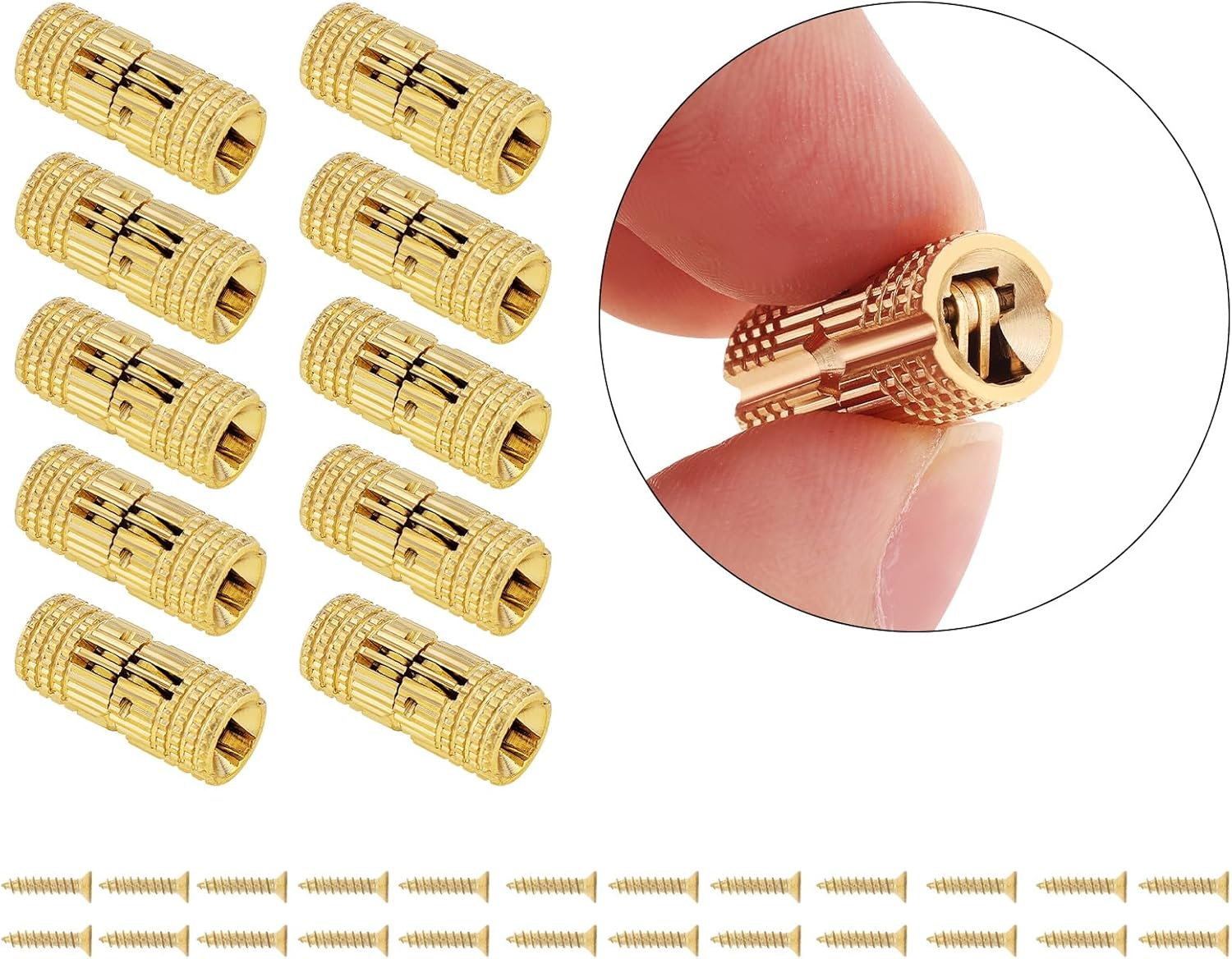 8Pcs 8 Mm Hidden Brass Barrel Hinges, 180 Degree Opening Angle Concealed Furniture Hinges for DIY Jewelry Box Hand Craft (8, 8Mm) image number 3