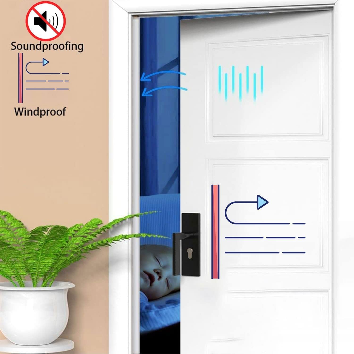 Black Rubber Weather Stripping Door Seal Strip, D Shape Door Rubber Weather Seal Strip, Selfadhesive Door Weatherstripping Soundproofing Door Sealing Strip for Windows (40 Feet, Black) image number 3