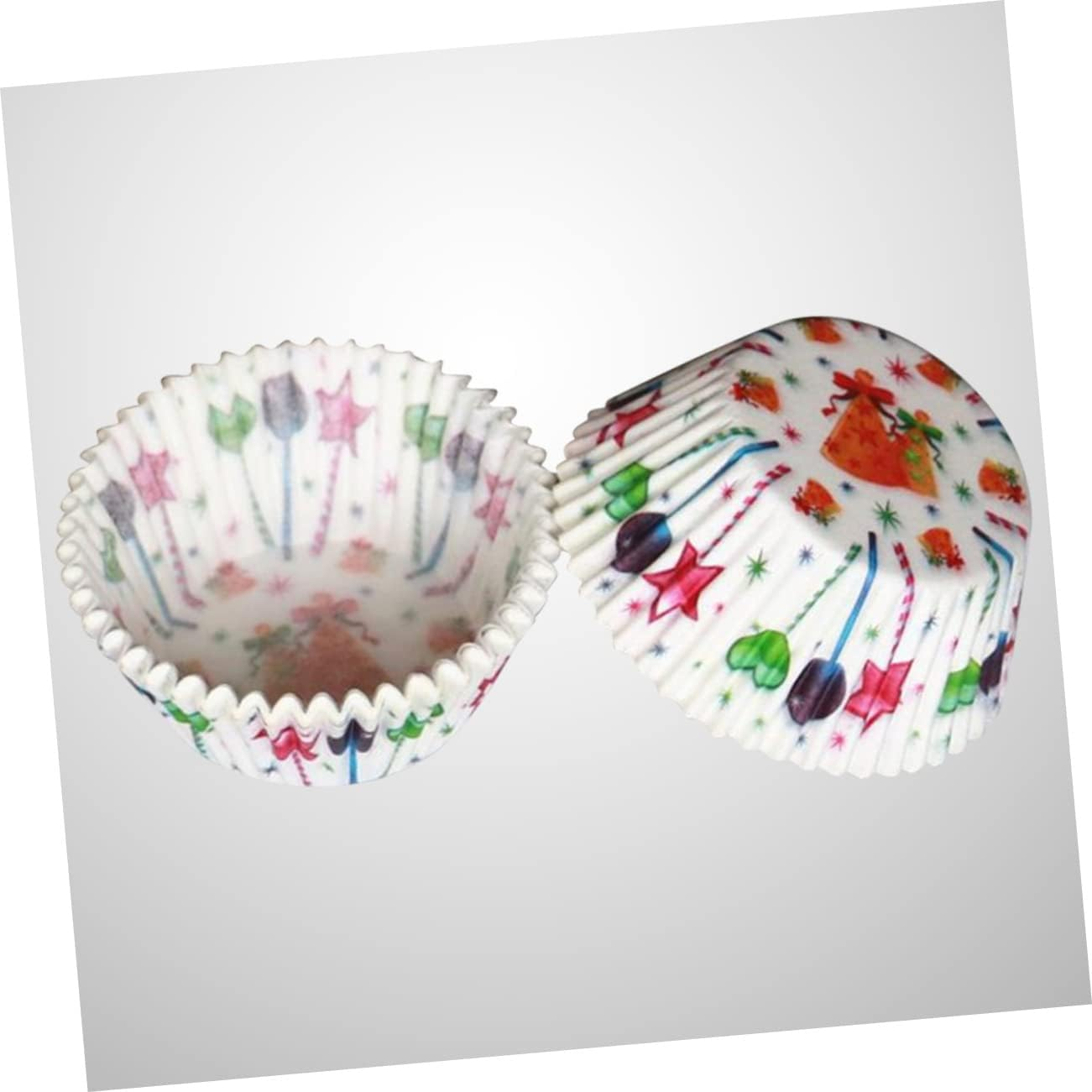 STOBAZA 100PCS Christmas Cake Cup Cupcake Wrappers Paper Muffin Liners Food Grade Soybean Ink image number 3