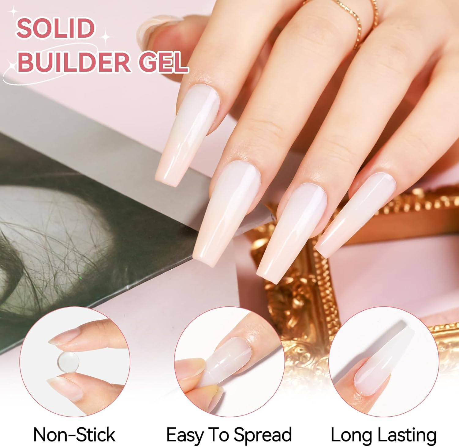 SUPWEE Solid Builder Gel 2PCS Clear & White 3D Nail Art Gel Kit with 36PCS Nail Forms for Sculpting Carving Modeling and Extension Soak off U V Home Diy Manicure image number 6