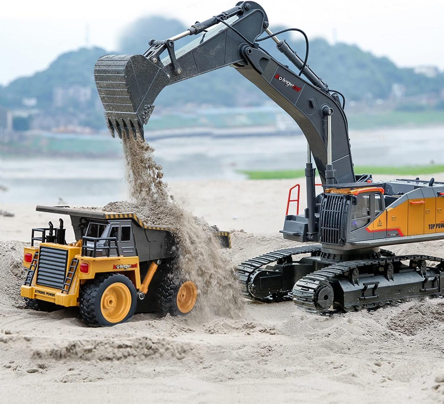 Remote Control Excavator Toy 1/14 Scale RC Excavator,22 Channel Metal Shovel RC Construction Vehicles RC Truck with Metal Shovel and Lights Sounds,Boy Toys 8+ Years Old Boys Adults image number 3