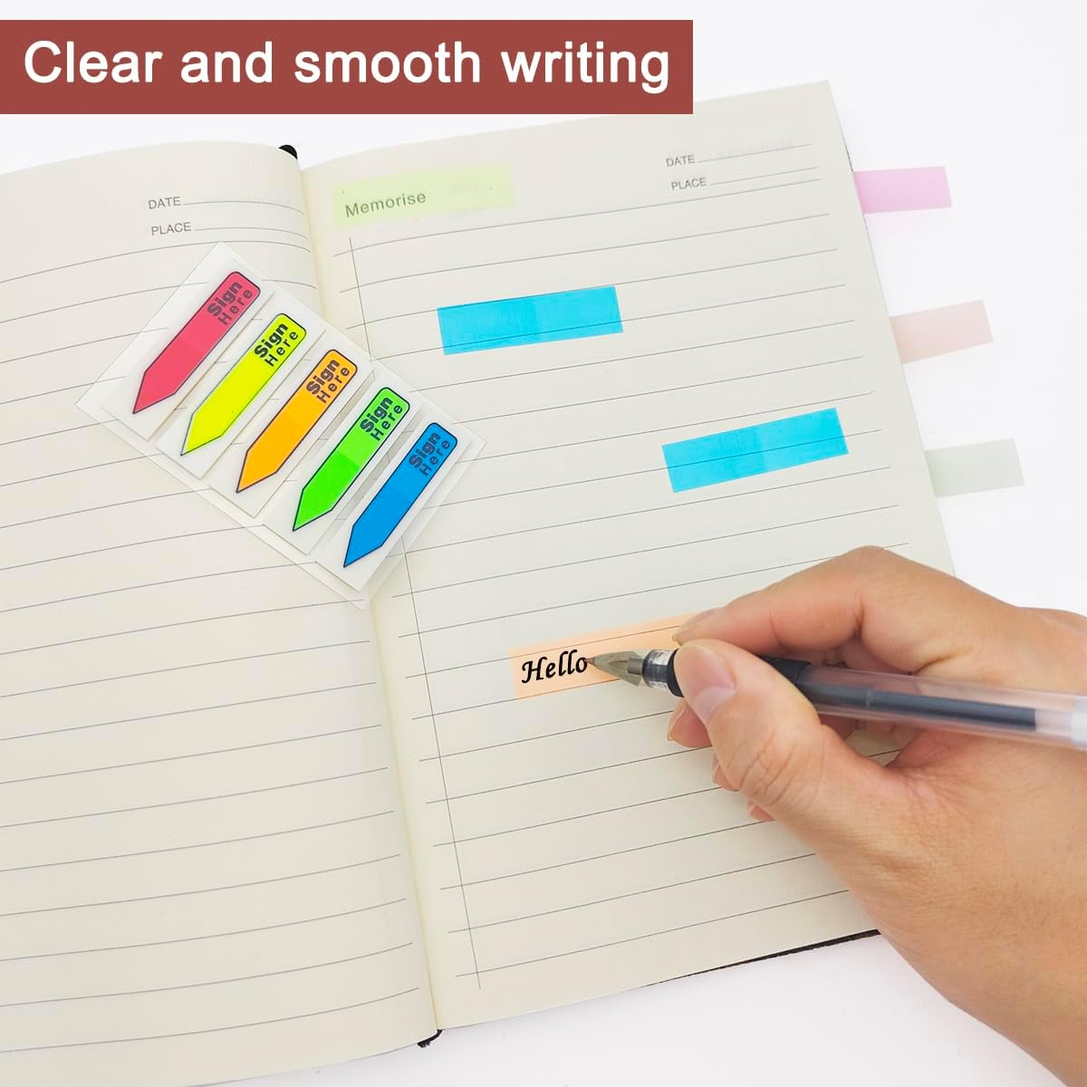 1000 Pcs, 2 Types, 500 Pcs Sign Here Tab + 500 Pcs Sticky Note Flag, Sign Here Sticker, Sign Here Flag, Index Tab Flag Sticker for Document Notebook Home Office School Supplies, 10 Pack, 5 Colors image number 6