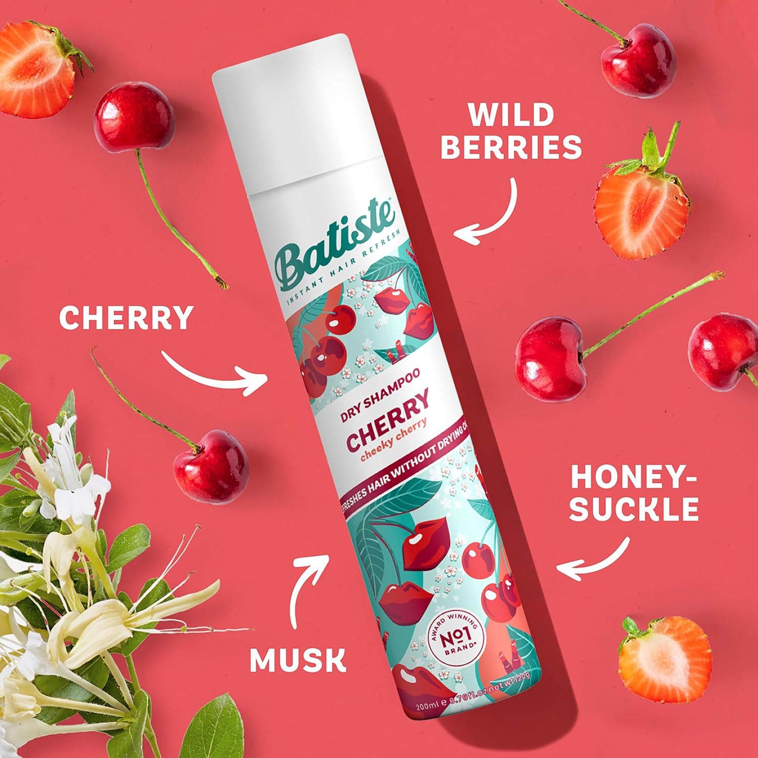 Batiste Extra Fruity Fragrance Dry Shampoo Collection - 4 Pack Includes 1X Batiste Tropical 350Ml + 1X Batiste Original 350Ml + 2X Batiste Cherry 200Ml Dry Shampoo image number 4