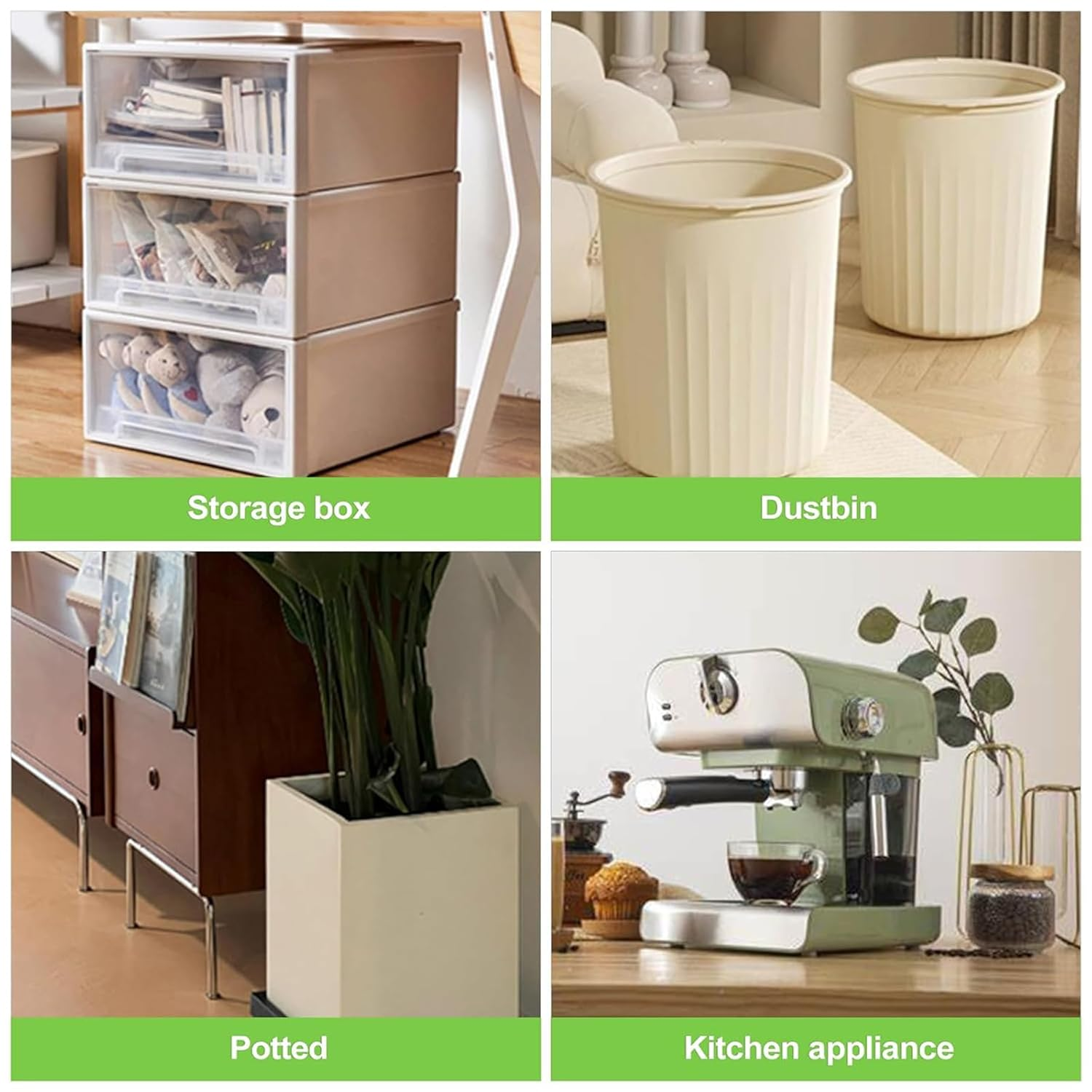 Itadaku 20 Pcs Mini Swivel Casters Wheels, 360&deg; Quiet Rotating Self-Adhesive Castors with 3 Steel Balls for Small Appliances, Furniture, Storage Boxes, Trash Cans, White image number 6