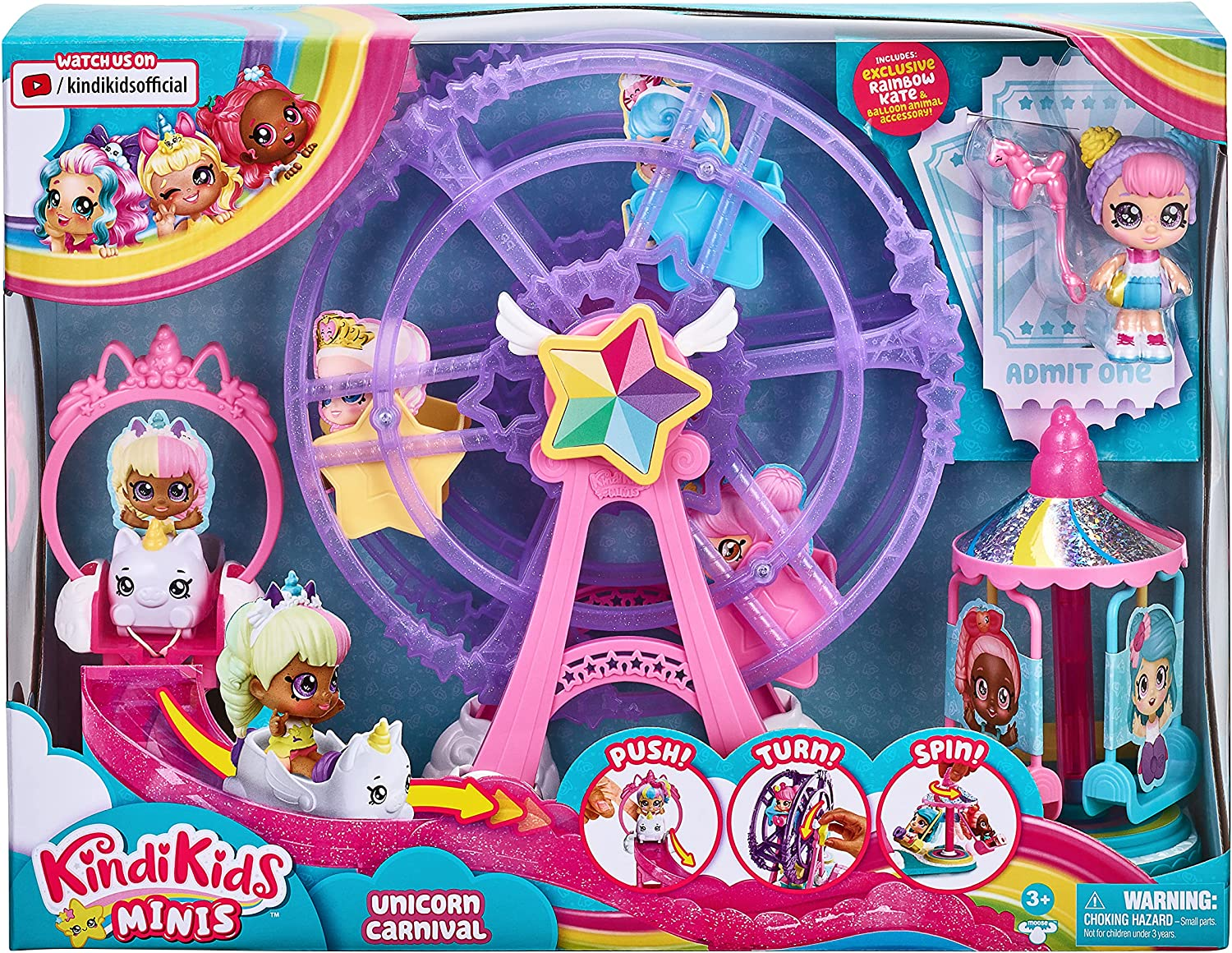 Kindi Kids Minis Collectable Ferris Wheel and Posable Bobble Head Figurine 2Pc