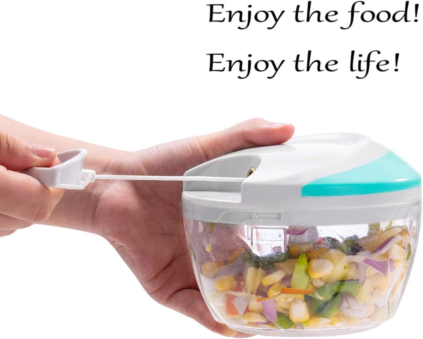 Manual Food Chopper, Vegetable Chopper Mincer Blender to Chop Fruits Vegetables Nuts Herbs Onions Garlics for Salsa Salad Pesto Coleslaw Puree image number 5