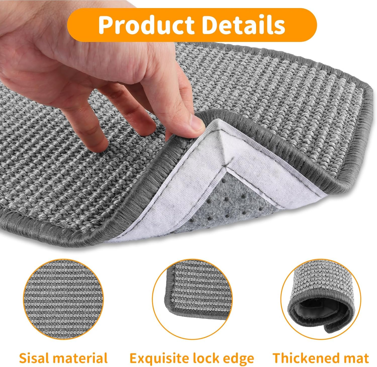 DAJAVE Pack of 3 Cat Scratching Mat, Siasl Scratching Mat, Cat Scratching Mat, 50 &times; 25 Cm, Sisal Carpet, Cats Grey Cat Scratching Mat for Cats, Protects Carpets and Sofas image number 2
