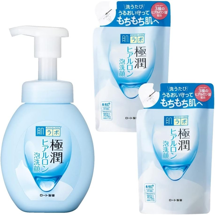 Hada Labo Gokujun Hyaluron Foaming Face Wash, 1 Main Unit + 2 Refills image number 2