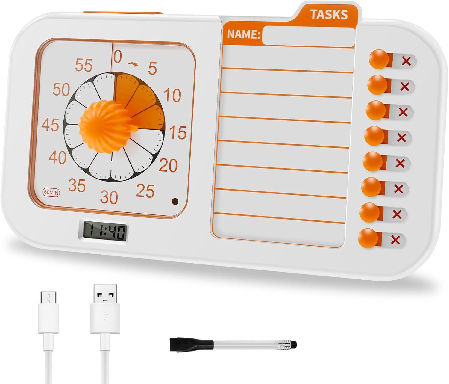 3 in 1 Visual ADHD Timer for Kids & Adults with Planning Board, Task Timer, Chore Chart & Erasable Pen, Visual Schedule Planner for Classroom, Homeschool Supplies, Home, School image number 1
