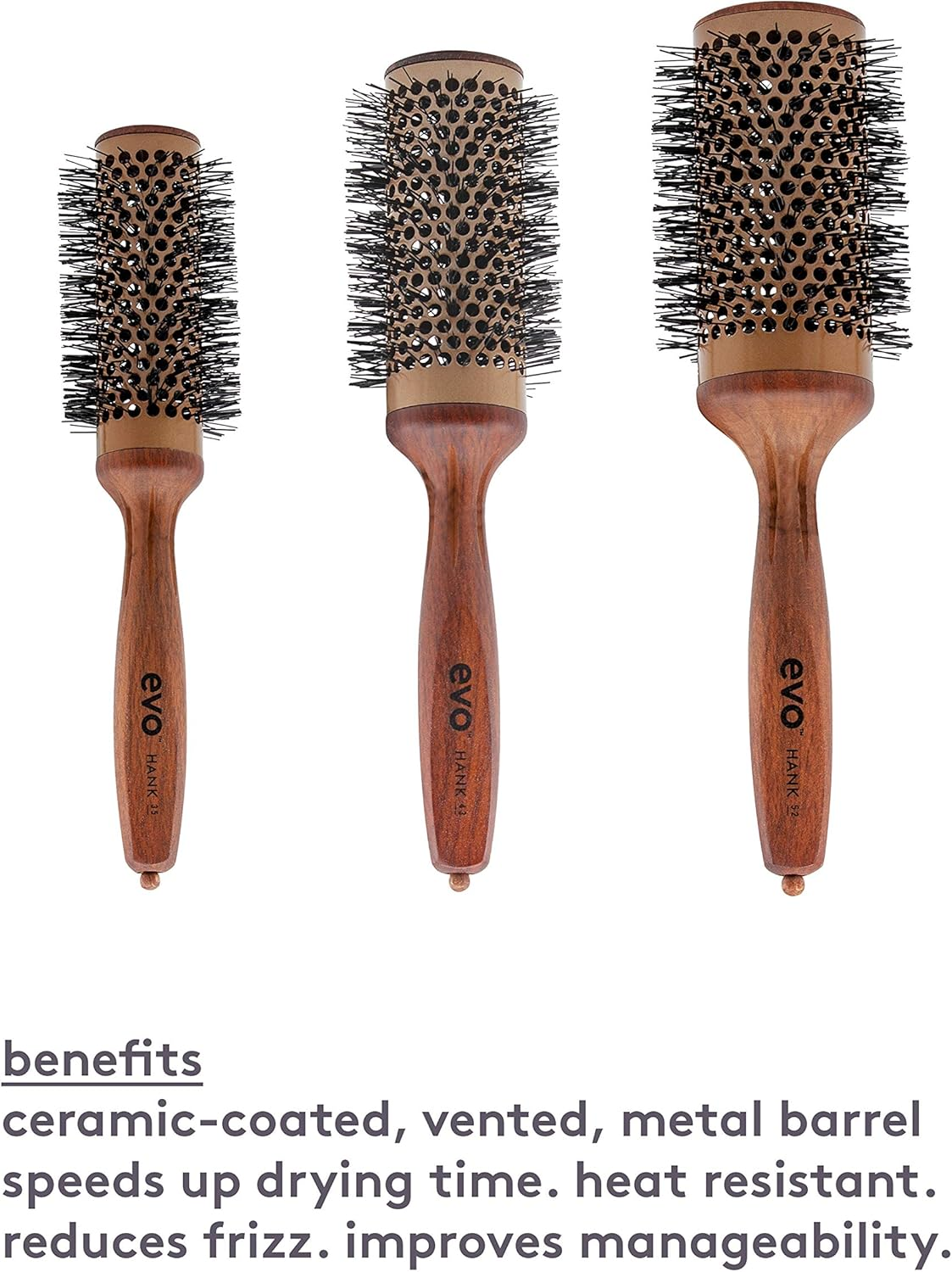 Evo Hank Ceramic Vent Radial Brush - Improves Manageability & Reduces Blow-Drying Time - Volumising Hair Brush - 52Mm image number 5