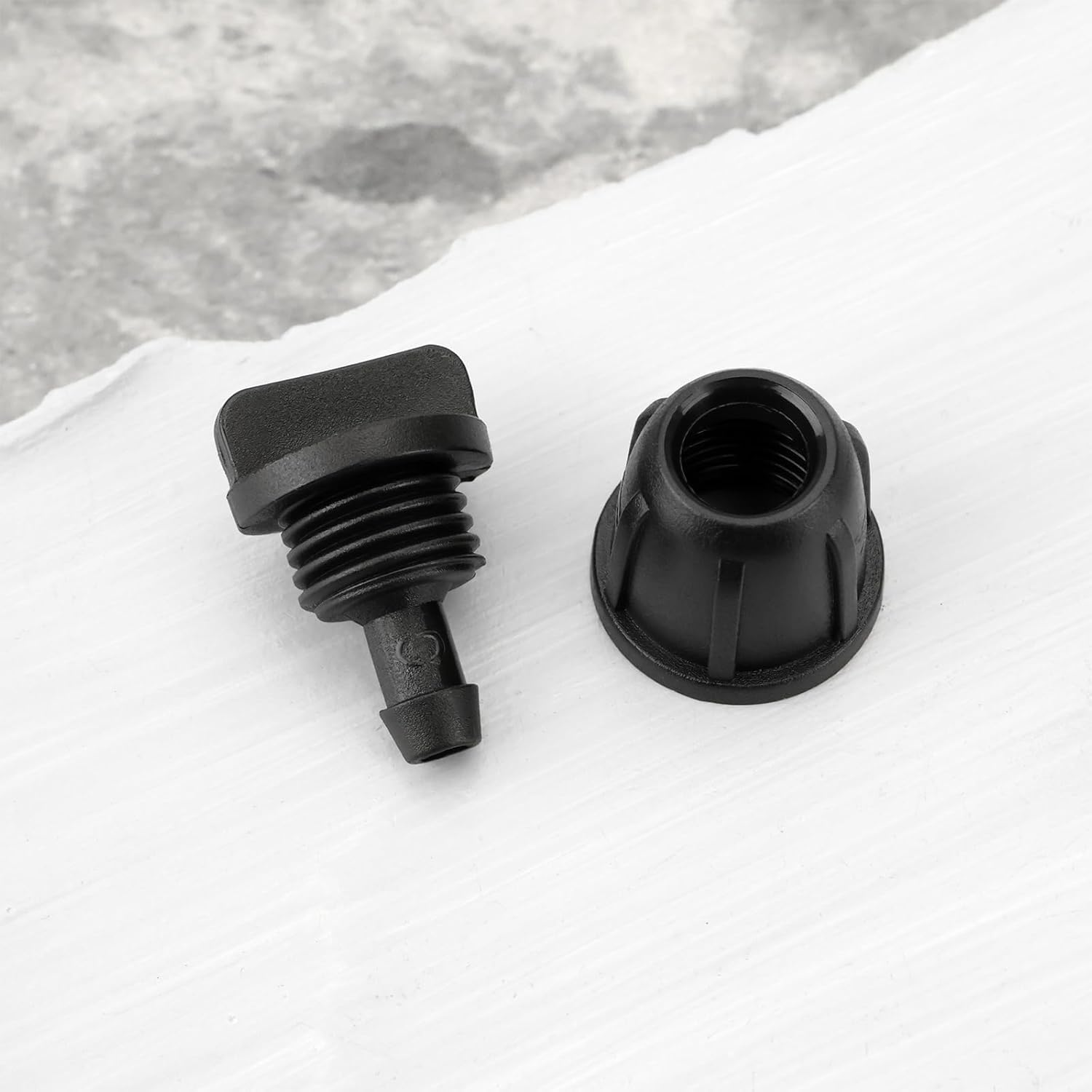 Emagtech 50PCS 1/4 Inch Drip Irrigation End Plug Fittings 0.85X0.56Inch for Irrigation Tubing Connectors Hose Fittings Black image number 2