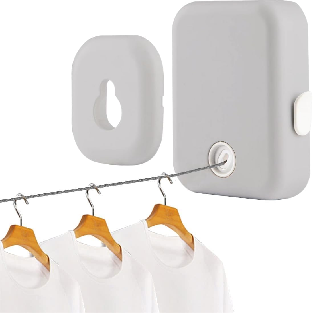 MUYXGYFE Premium Retractable Clothesline | Heavy Duty Retracting Rope Line for Clothes or Laundry, Perfect for Indoor or Outdoor Use and Travel or Camping Can Lock to Prevent Sagging(Gray)