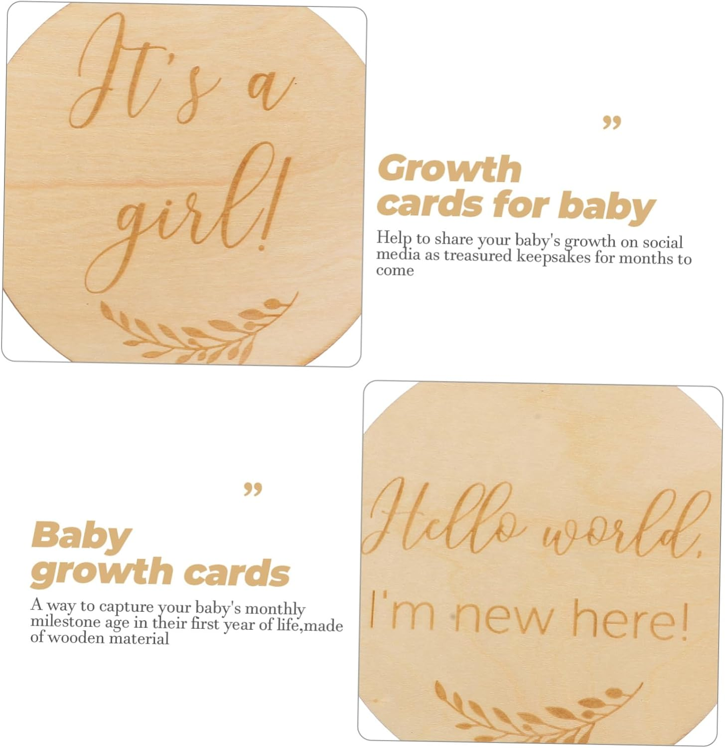 ERINGOGO Baby Growth Celebration Cards 2Pcs Wooden Baby Milestone Discs Newborn Photo Props Creative round Commemorative Cards for Newborns 10Cm Diameter - Assorted Color image number 6