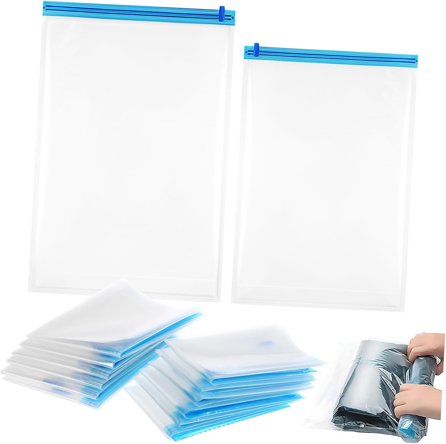 HOMOCONO 12Pcs Travel Compression Bags Vacuum Sealed Storage Bags for Packing Space Saver Travel Toiletries Essentials