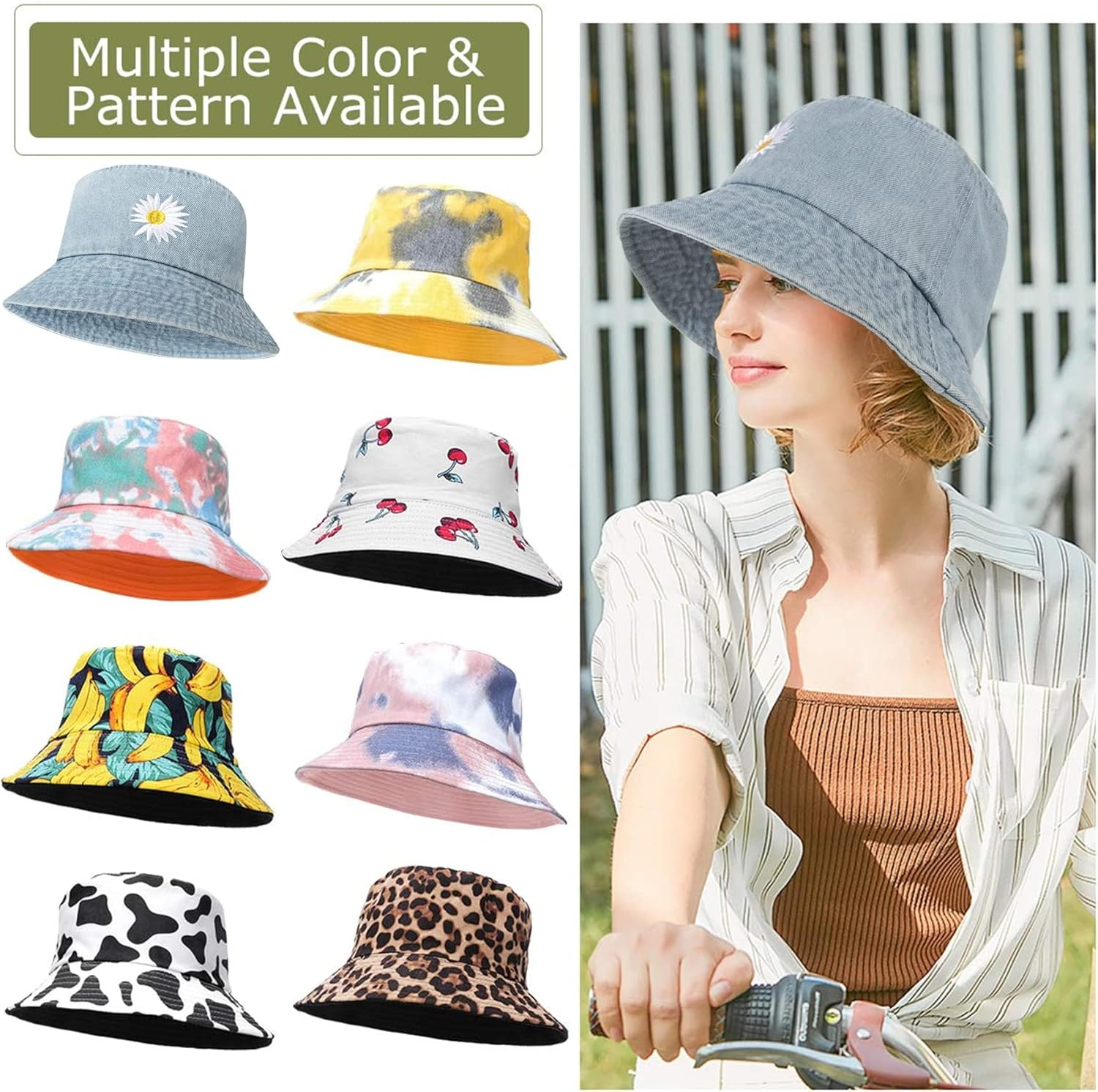 Hebenie Bucket Hat for Women - Breathable, Sun Protection, Stylish Denim & Tie-Dye Design, Comfortable & Lightweight, Perfect for Outdoor Activities, Golf, and Gifts image number 4