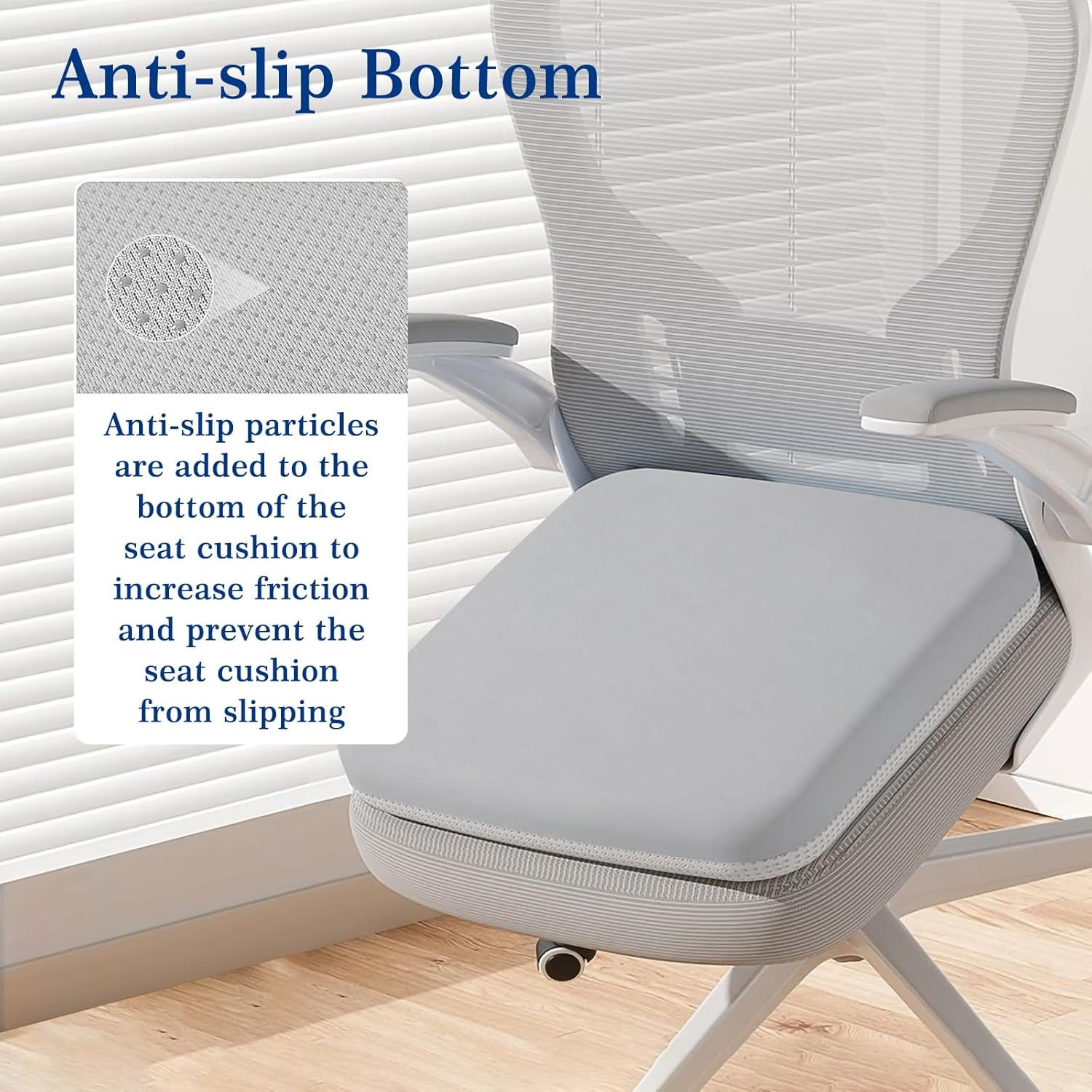 Seat Cushion Large 43X43X6Cm Super Elastic Latex Office Chair Cushion Car Home Office Seat Cushions Softness Breathable Anti-Slip Washable (Light Grey Ice Silk) image number 3