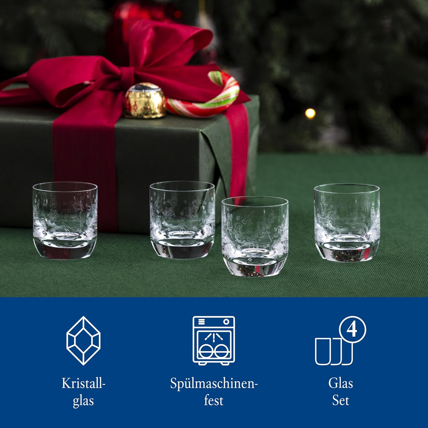 Villeroy & Boch - Toy'S Delight Shot Glass Set of 4, Clear, Dishwasher Safe, Shot Glasses Set, Christmas Glasses, Shot Glasses, Liquor Glasses, Glasses with Christmas Motif, Crystal Glass image number 6