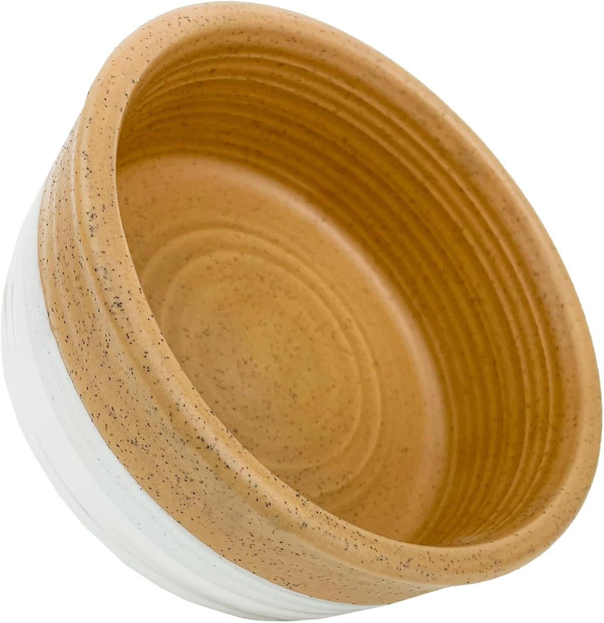 Cattitude Cat Bowl Ceramic Ribbed Lickme, White - Cat Bowl, Handcrafted, Durable, Heavyweight Stability image number 2