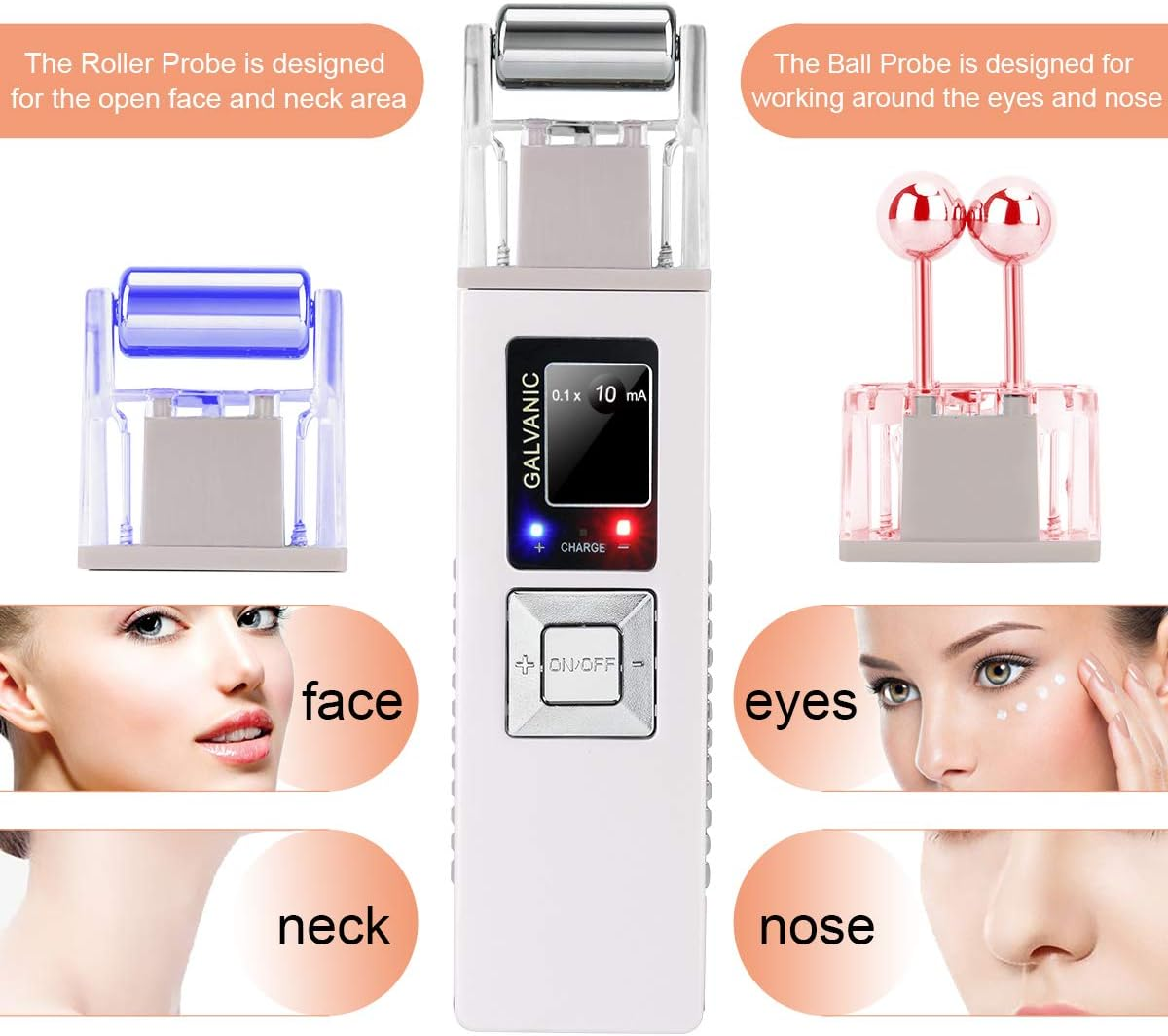 Portable Galvanic Microcurrent Skin Firming Machine, Anti-Aging Face Lift Massager Home Use Beauty Salon Device