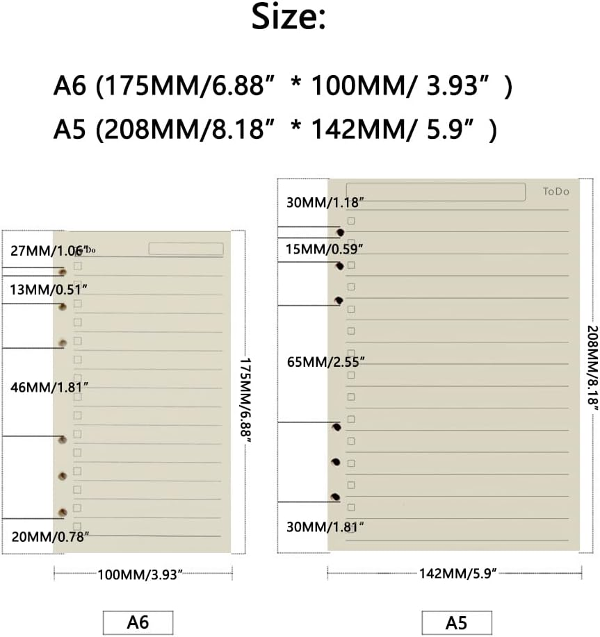 Tophomer A5 Refills Paper, 160 Pages/80 Sheets Refill Pad, Insert Ruled Lined Paper, 6 Hole Loose Leaf Punched Paper Refill for Diary, Notebook (Grid (A5) image number 6