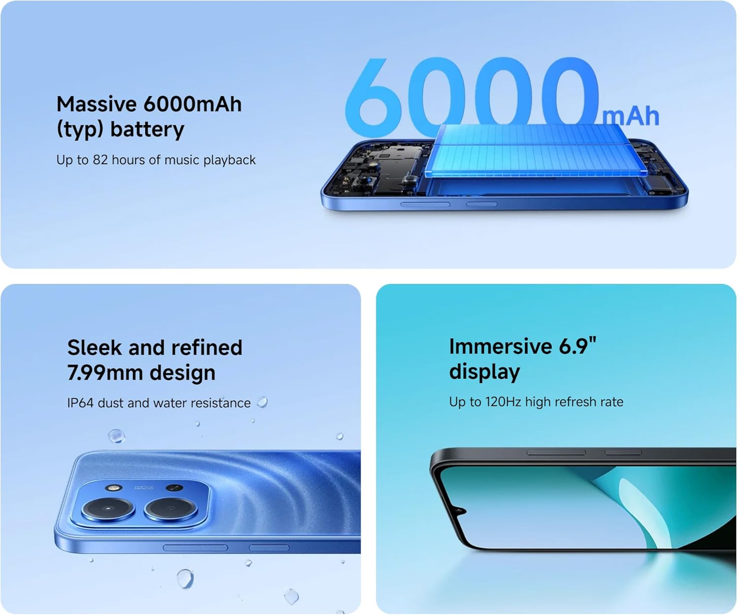 XIAOMI Redmi 15C 4G LTE (Compatible with Tmobile Tello Mint & Global) (256GB + 4GB) Unlocked Dual SIM 6.9" 50MP Model 25078RA3EL (Moonlight Blue) image number 1