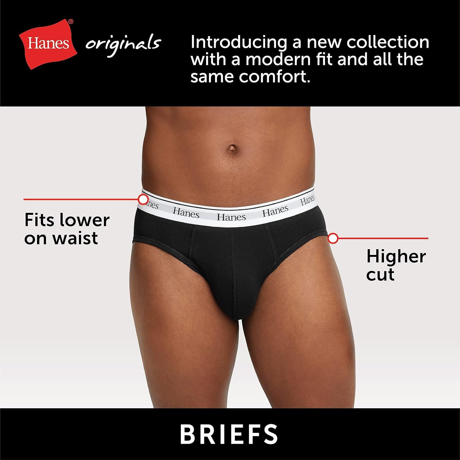 Hanes Originals Stretch Cotton Briefs Pack, Moisture-Wicking Underwear for Men, 3-Pack image number 5