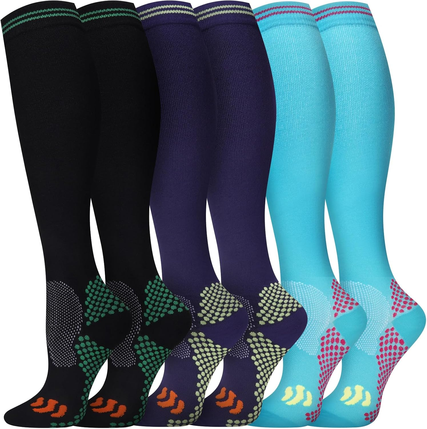 Compression Socks (2/3 Pair) for Men and Women 20-30 Mmhg Compression Stockings Circulation for Cycling Running