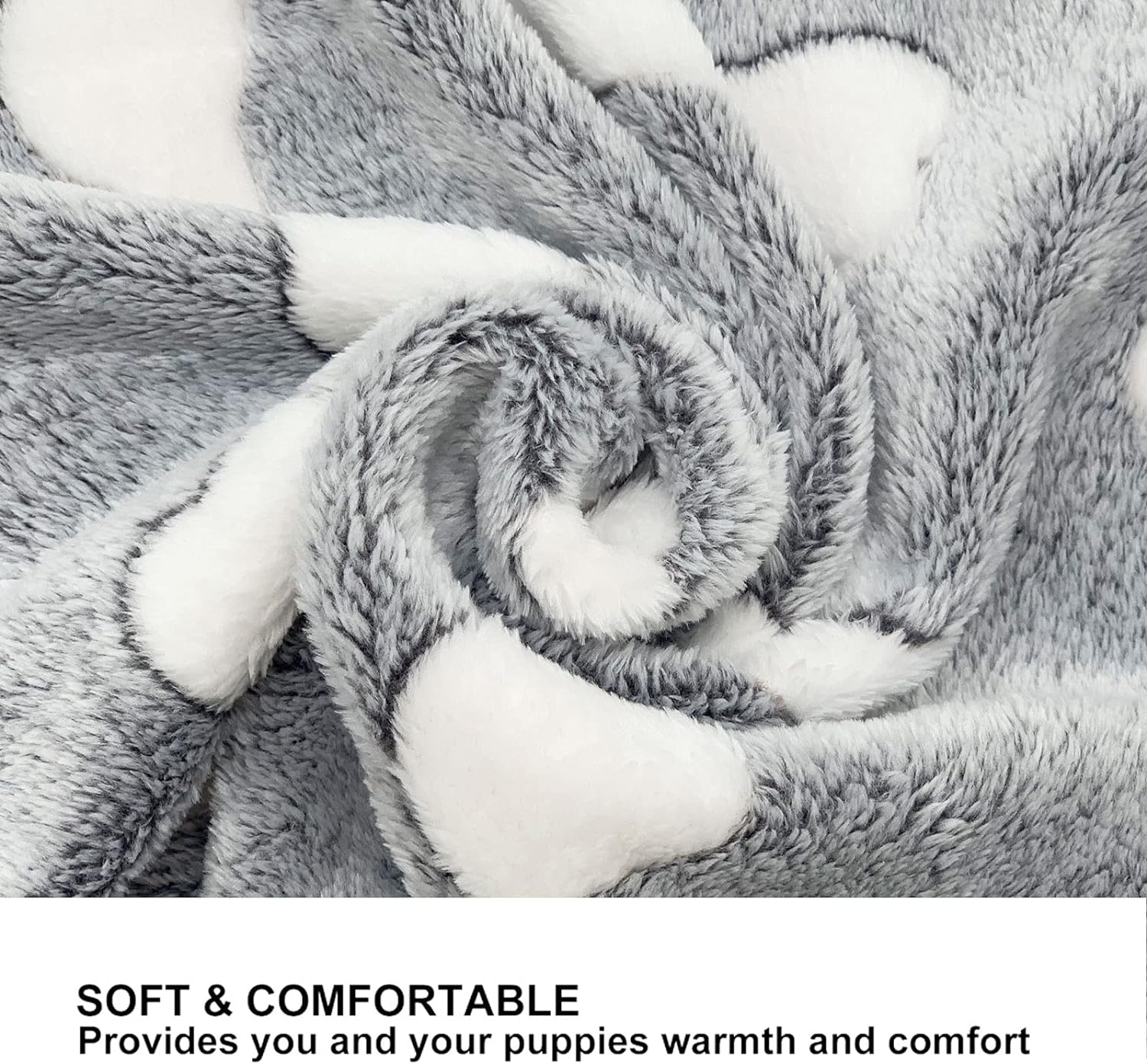 1 Pack 3 Puppy Blankets Super Soft Warm Sleep Mat Grey Cute Print Blanket Fluffy Fleece Pet Blanket Flannel Throw Dog Blankets for Small Dogs Puppy Dogs Fluffy Cats,Bone-Medium(29"X20")