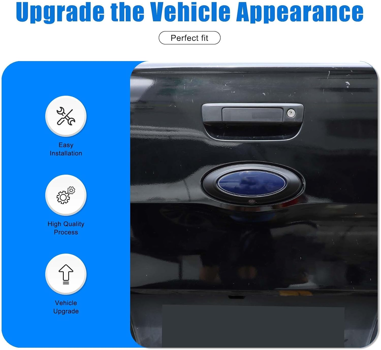 Yinaniutos Tailgate Emblem Frame Trim Compatible with Ford Ranger 2015-2021 Accessories | ABS Plastic Rear Logo Trim Cover | 1PC Set (Matte Black) image number 4