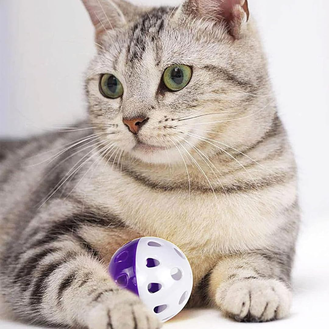 PARENCE - Set of 6 Play Balls for Cats 4 Cm - Interactive Toy with Bell - Accessories for Fun and Exercise Kittens and Adults Cat image number 3