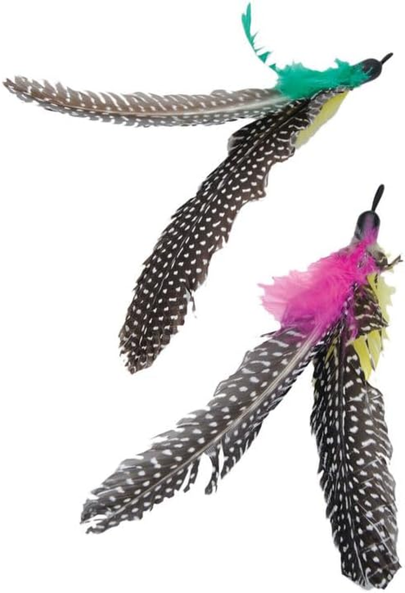 2 Pack Natural Feathers Cat Wand Toy Attachments, Cat Toy for Cats