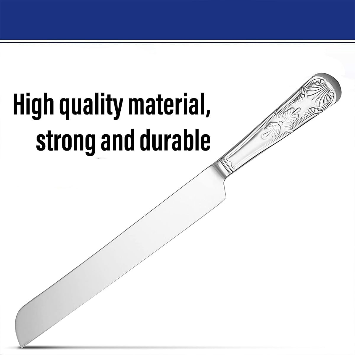 AIMALL Stainless Steel Cake Knife and Server Set 13.46In & 11.37In for Dessert Pastry Cutting and Serving &ndash; Elegant Engraved Utensils with Ergonomic Handle image number 5