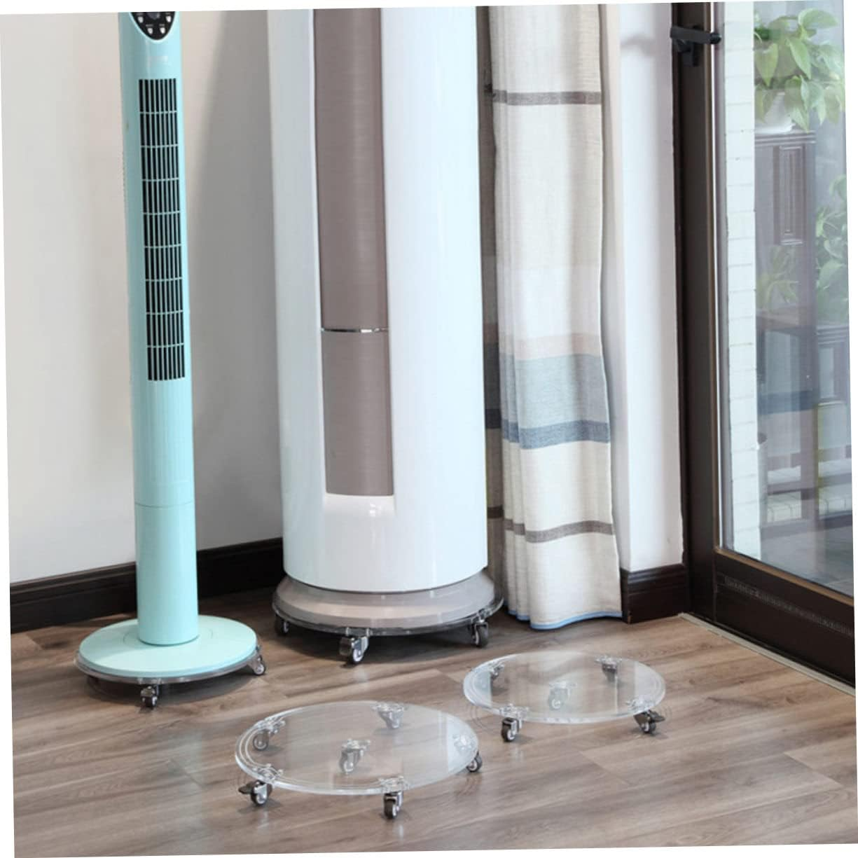 HANABASS Acrylic Moveable Flowerpot Tray with Wheels 26Cm &ndash; Plant Pot Holder Caddy for Indoor Outdoor Gardening Plant Storage and Mobility image number 1