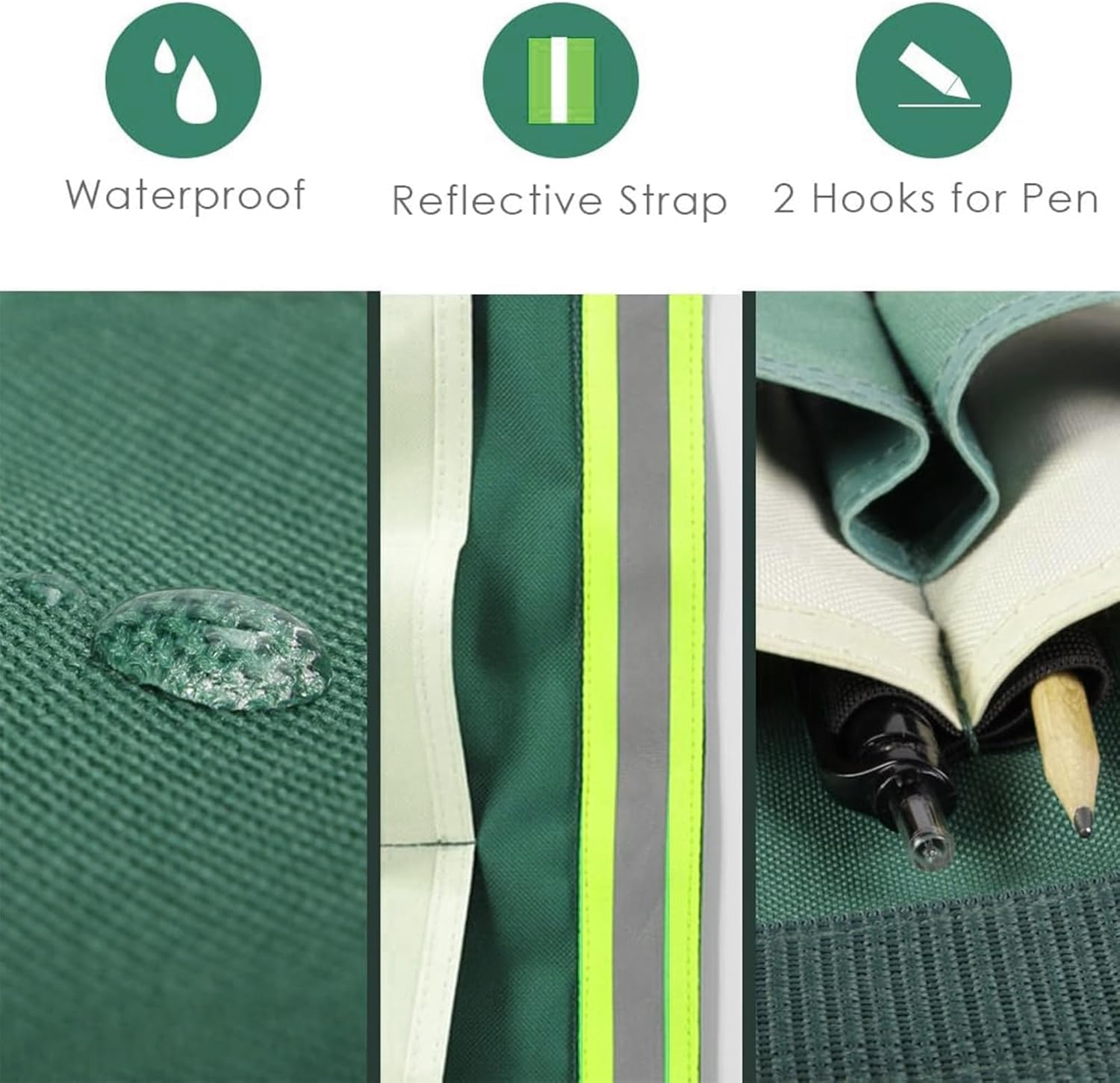 Zalizr 2 Pack Garden Tool Belt Kit, Adjustable Waist Gardening Tool Waist Bag, Heavy Duty 600D Oxford Cloth Home Organizer Tote, 7 Compartments, Tool Apron for Lawn and Yard Storage (Green, Black) image number 6