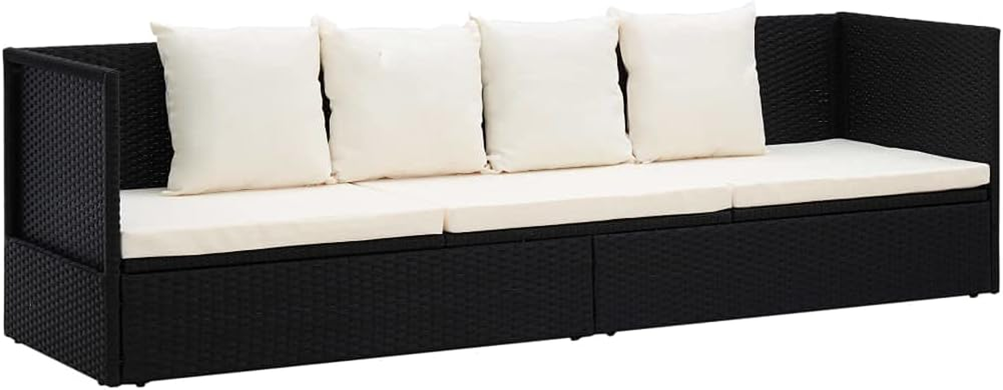 Vidaxl Black Garden Bed with Adjustable Positions - Includes Comfortable Cushion and Pillow - Durable Poly Rattan and Powder-Coated Steel Frame