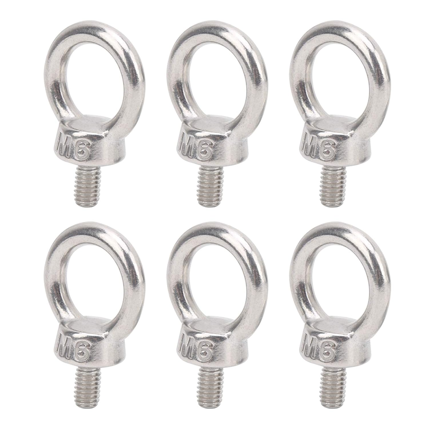 10Pcs M6 Lifting Eye Ring Bolts Screw 304 Stainless Steel Fastener Accessory Parts Silver White image number 6