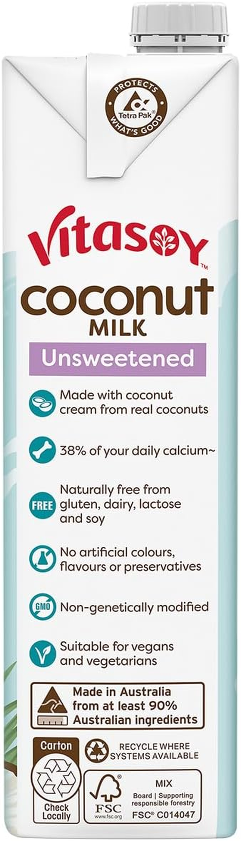 Vitasoy UHT Unsweetened Coconut Milk 1 Litre (Pack of 3) image number 5